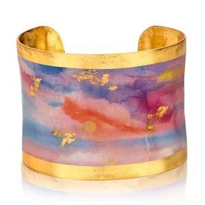 Evocateur Morning Run Exquisite 22K Gold Leaf Cuff Bracelet